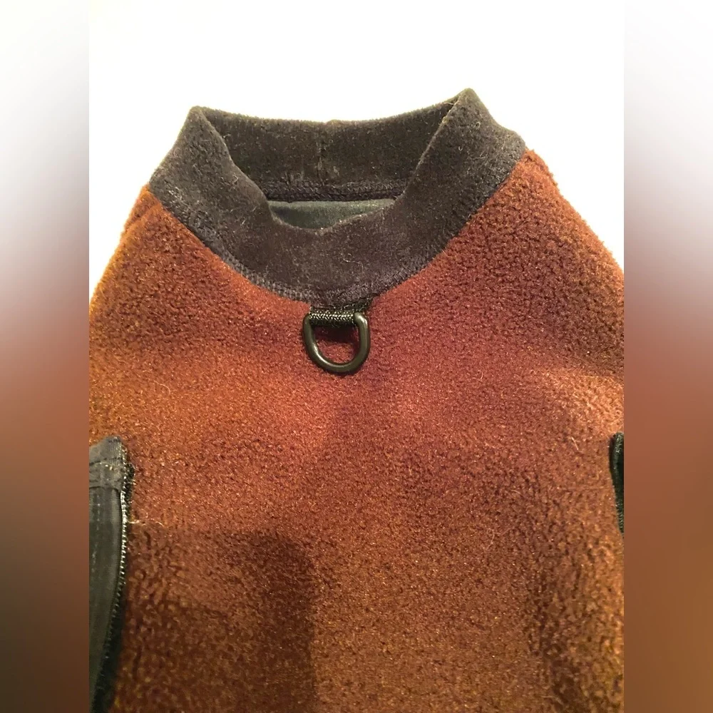 Brown/ Black Fleece Dog Coat by Apache River, Size Small/ Medium Dog